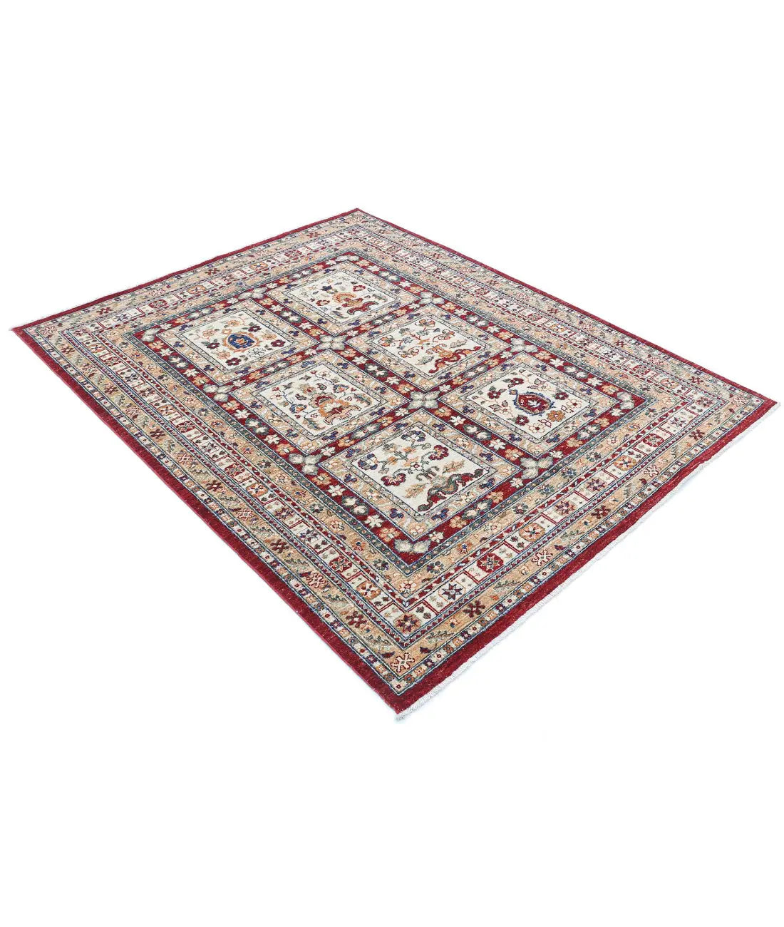 Hand Knotted Bakhtiari Wool Rug - 4'11'' x 6'1''
