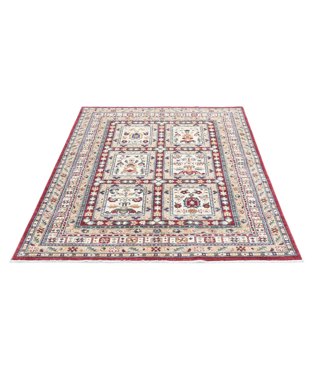 Hand Knotted Bakhtiari Wool Rug - 4'5'' x 6'2''