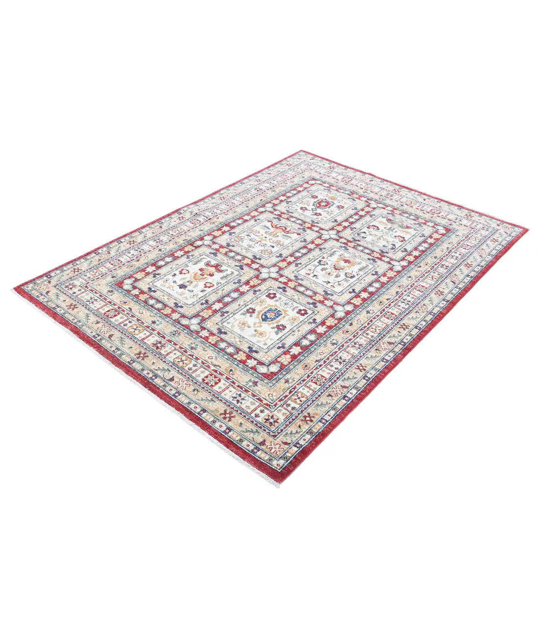 Hand Knotted Bakhtiari Wool Rug - 4'5'' x 6'2''