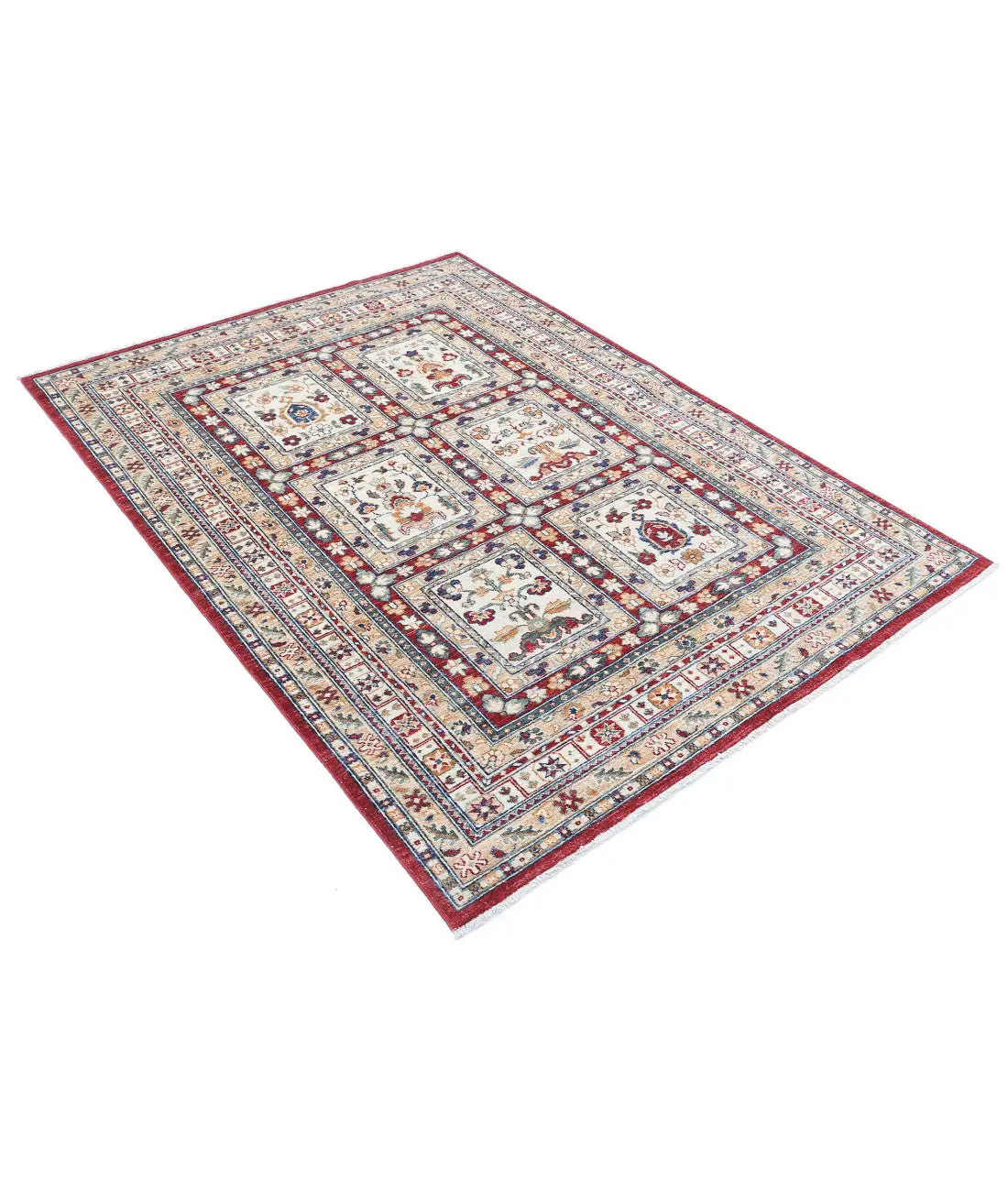 Hand Knotted Bakhtiari Wool Rug - 4'5'' x 6'2''
