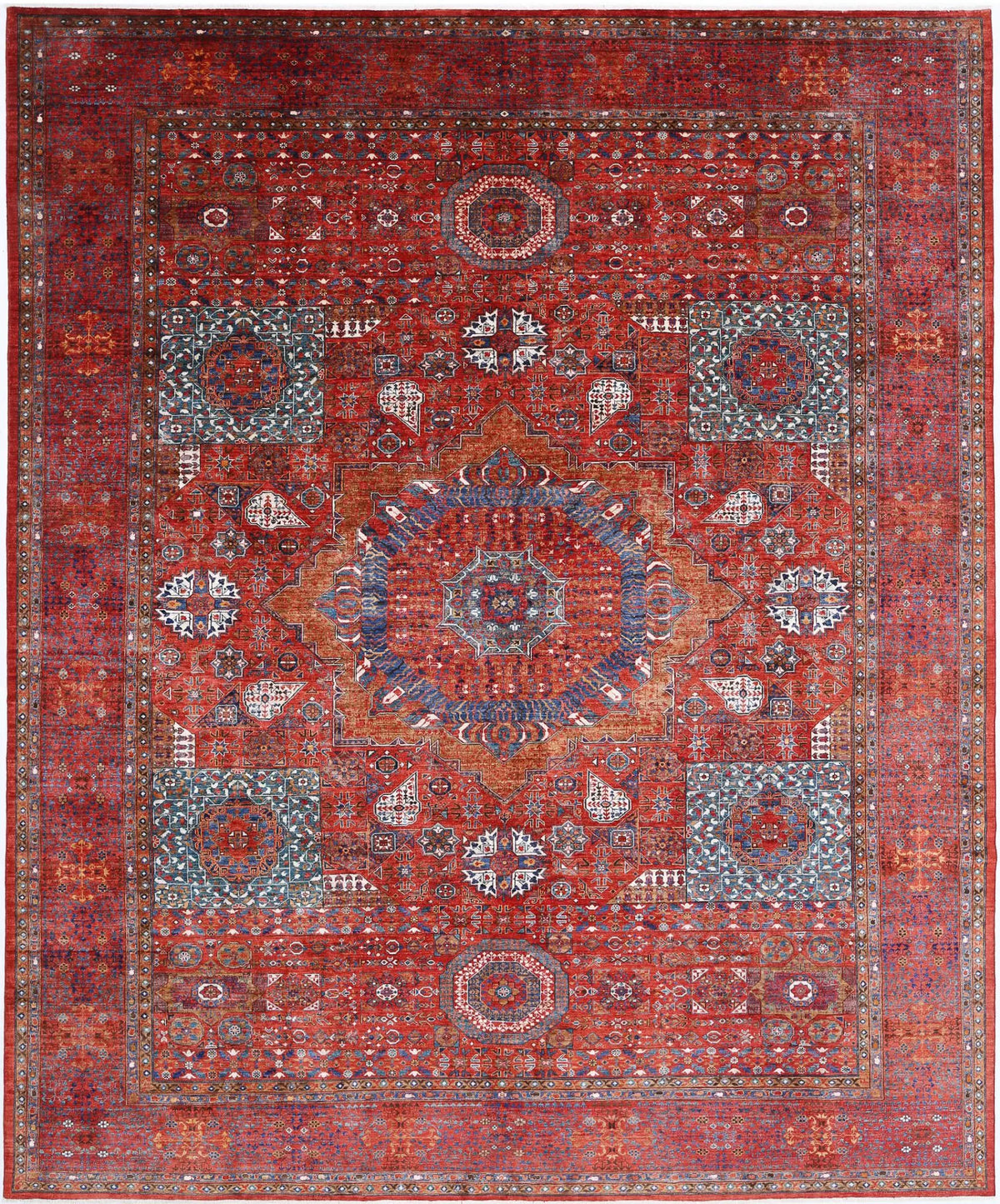 Hand Knotted Fine Mamluk Wool Rug - 13&#39;6&#39;&#39; x 16&#39;0&#39;&#39; - Arteverk Rugs Area rug