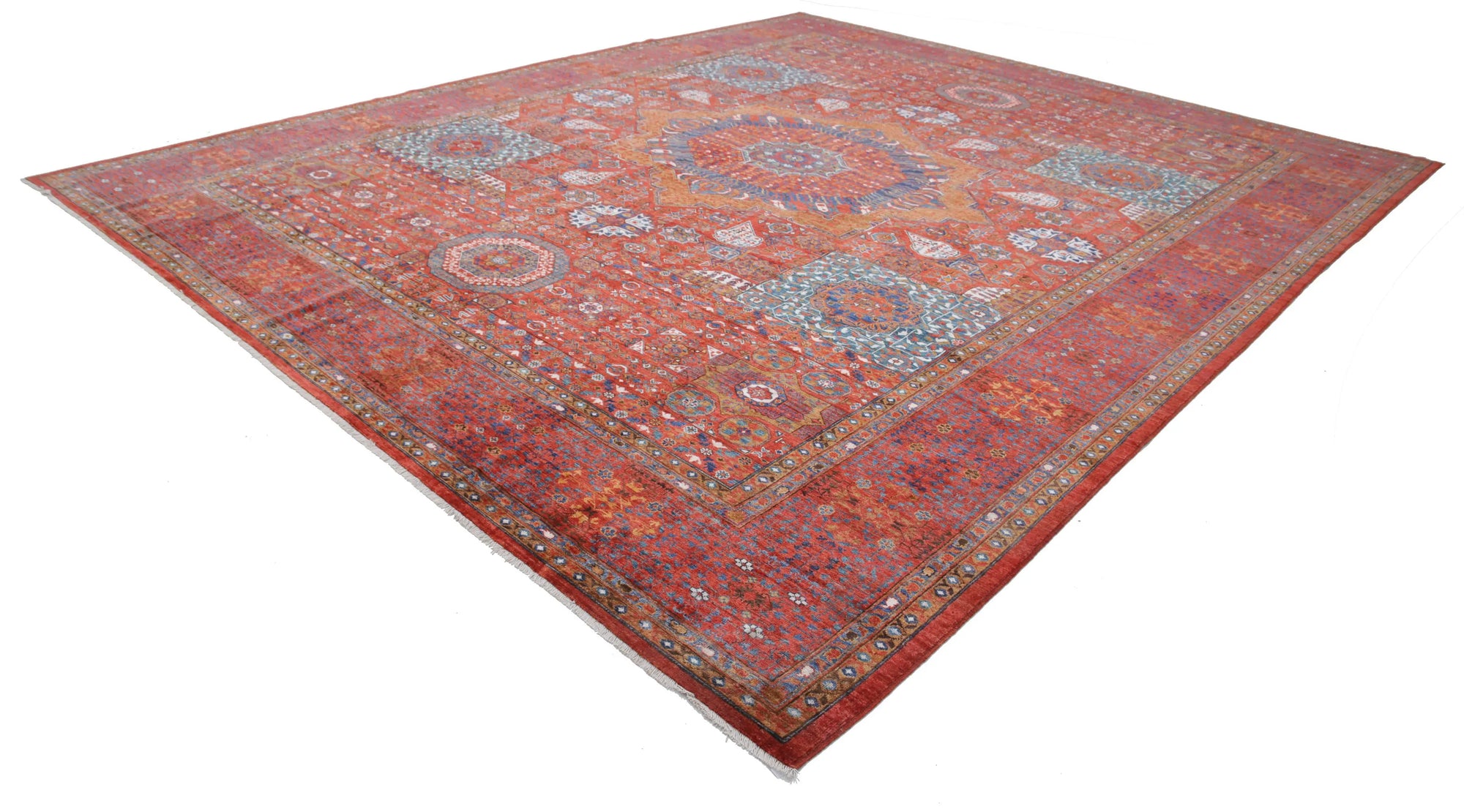 Hand Knotted Fine Mamluk Wool Rug - 13'6'' x 16'0'' - Arteverk Rugs Area rug