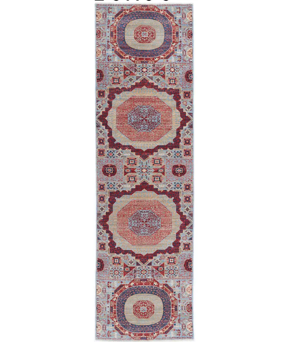 Hand Knotted Fine Mamluk Wool Rug - 2&#39;6&#39;&#39; x 9&#39;6&#39;&#39; - Arteverk Rugs Area rug