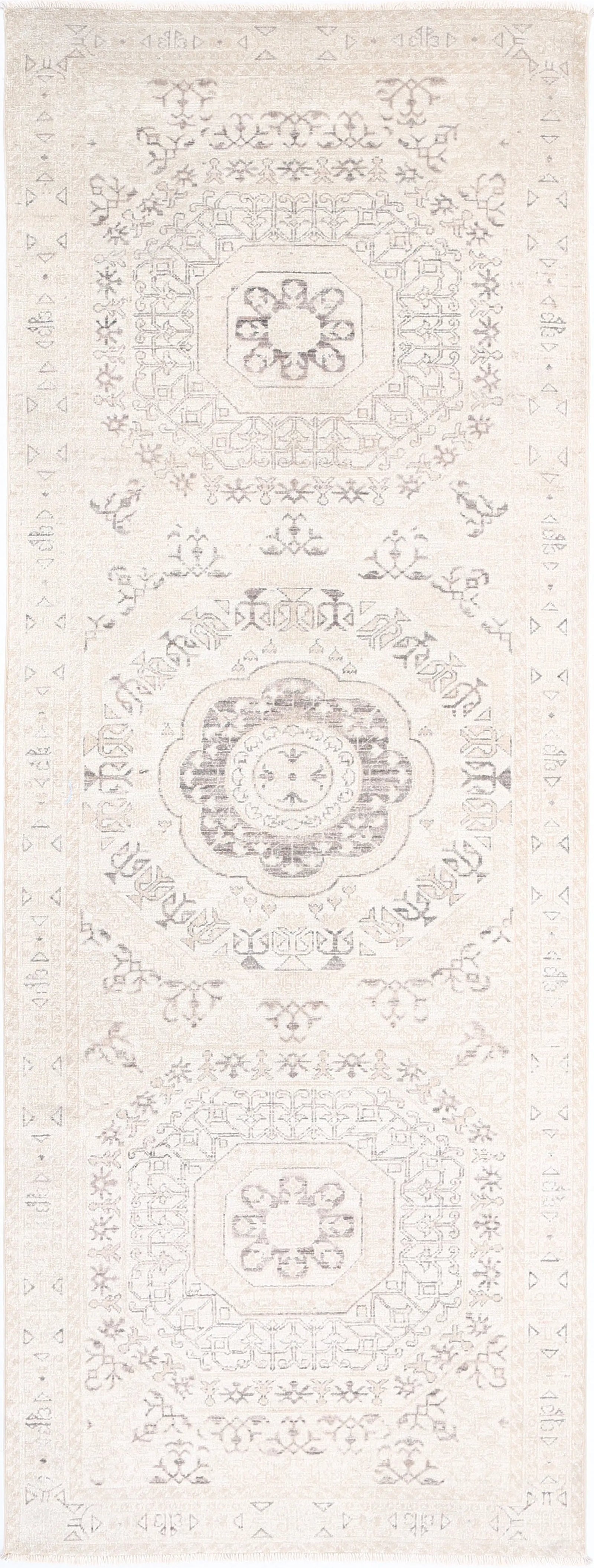 Hand Knotted Fine Mamluk Wool Rug - 3'5'' x 9'5''