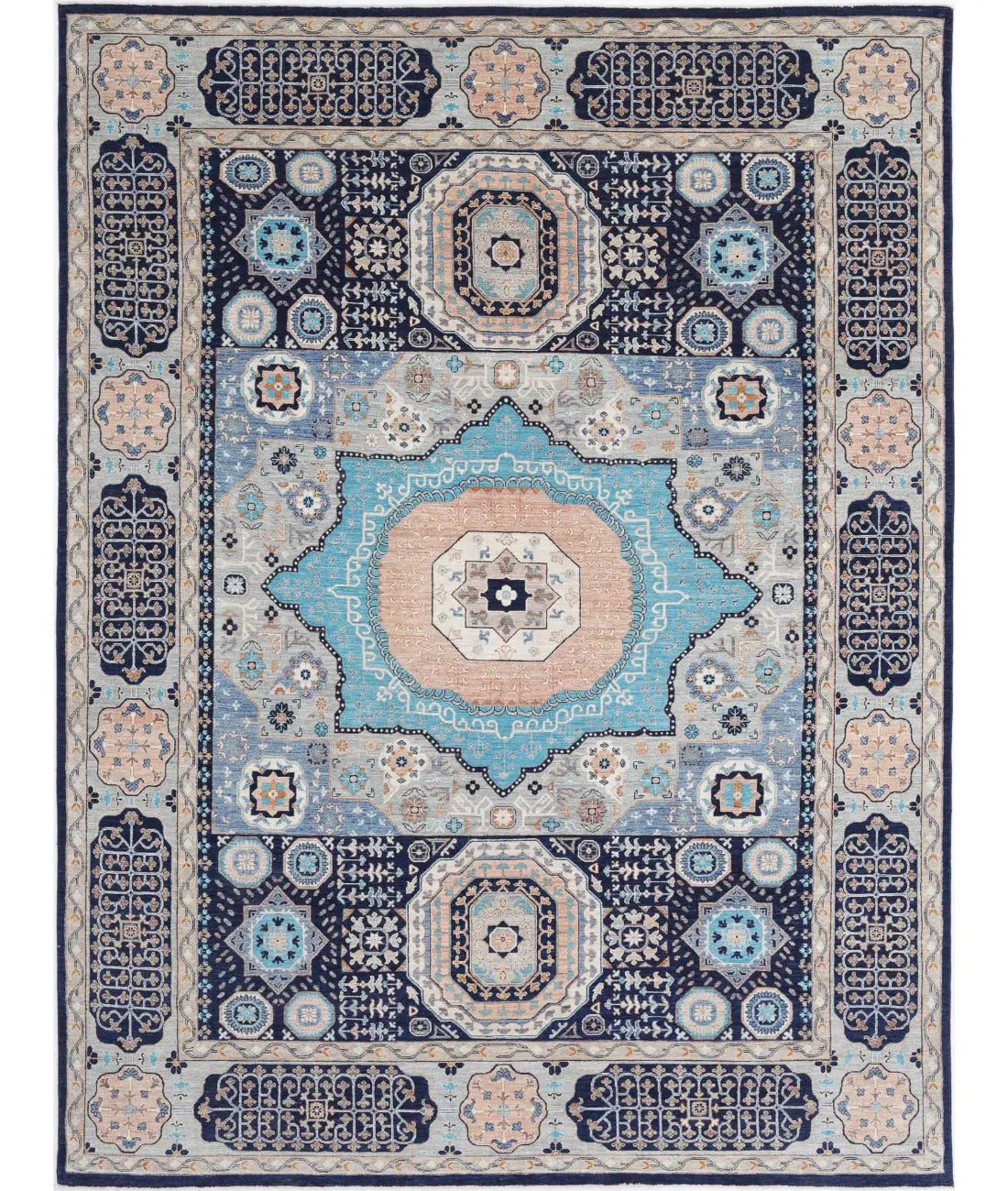 Hand Knotted Fine Mamluk Wool Rug - 8&#39;10&#39;&#39; x 12&#39;0&#39;&#39; - Arteverk Rugs Area rug
