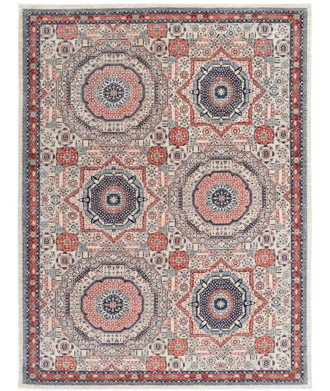 Hand Knotted Fine Mamluk Wool Rug - 9&#39;1&#39;&#39; x 12&#39;1&#39;&#39; - Arteverk Rugs Area rug