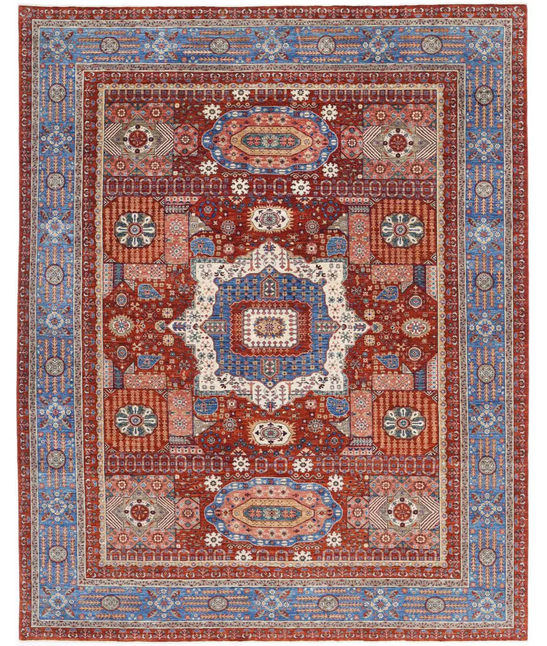 Hand Knotted Fine Mamluk Wool Rug - 9&#39;2&#39;&#39; x 11&#39;8&#39;&#39; - Arteverk Rugs Area rug