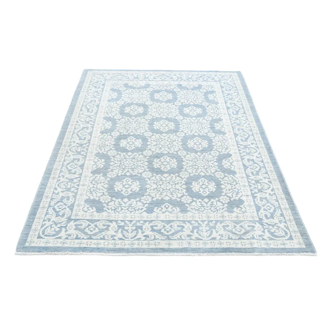 Alfombra de lana fina Serenity anudada a mano - 4'4'' x 6'6''