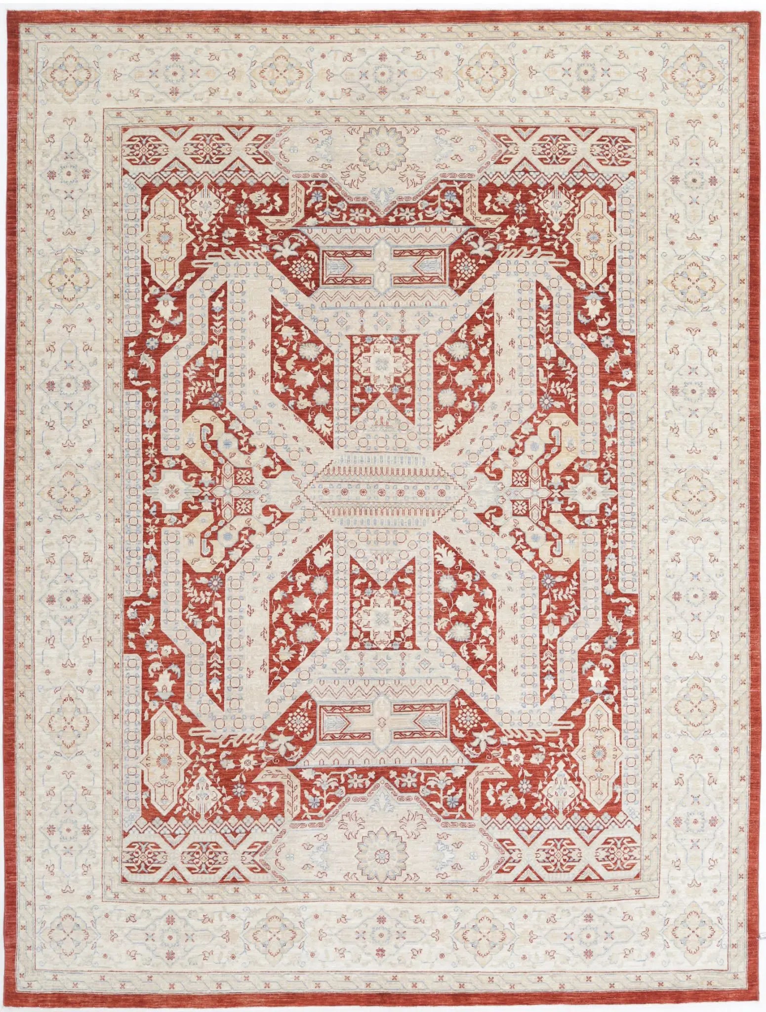 Hand Knotted Fine Ziegler Wool Rug - 8'10'' x 11'7''