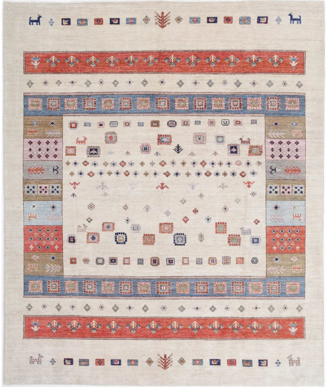 Alfombra de lana Gabbeh anudada a mano - 8'0'' x 9'7''