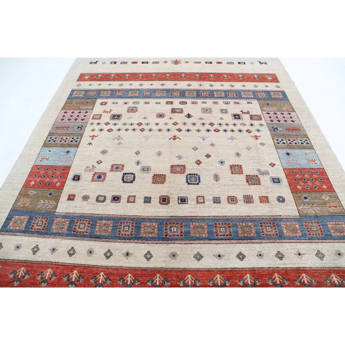 Hand Knotted Gabbeh Wool Rug - 8'0'' x 9'7''