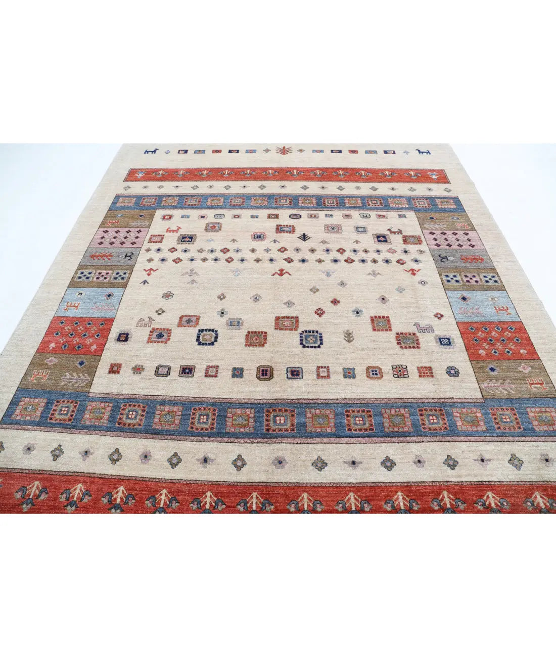 Hand Knotted Gabbeh Wool Rug - 8'0'' x 9'7''