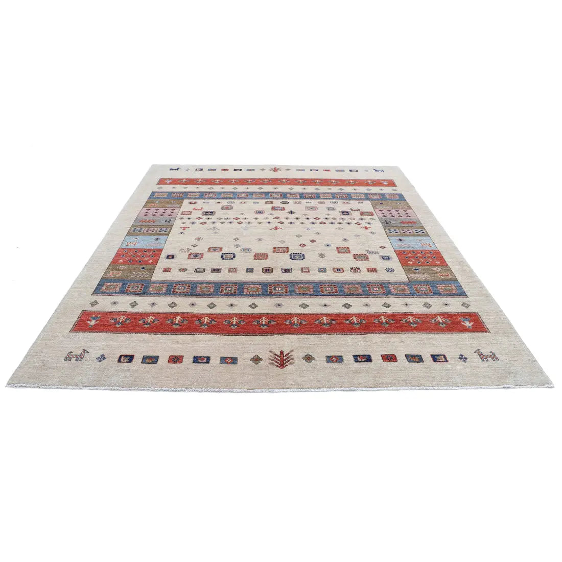 Hand Knotted Gabbeh Wool Rug - 8'0'' x 9'7''