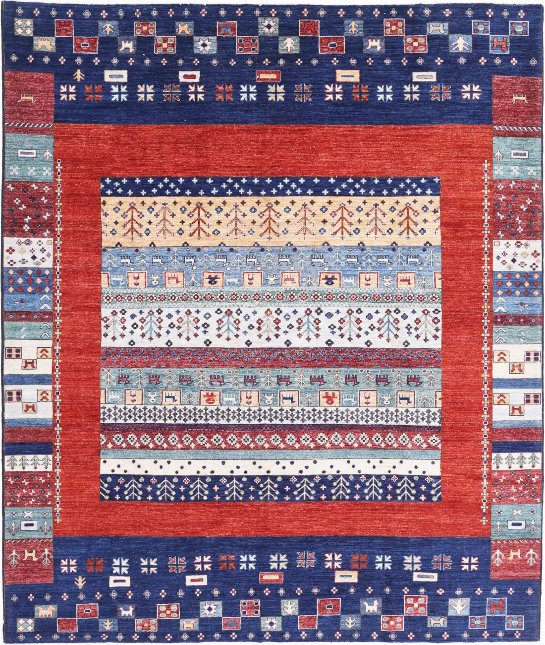 Hand Knotted Gabbeh Wool Rug - 8'2'' x 9'9'' - Arteverk Rugs Area rug