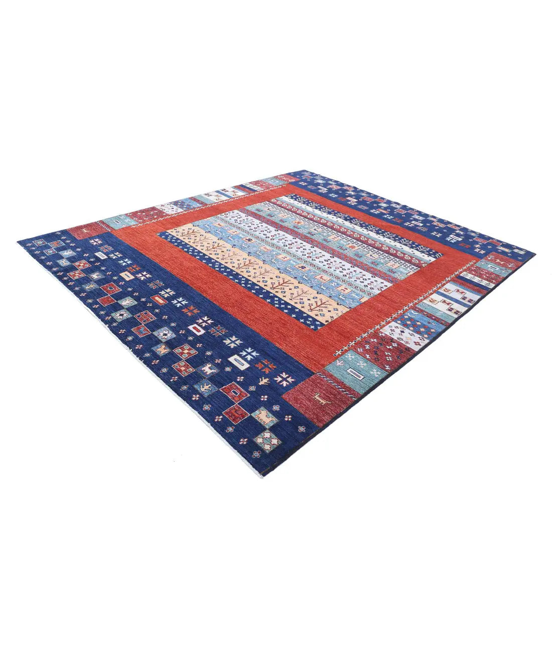 Hand Knotted Gabbeh Wool Rug - 8'2'' x 9'9'' - Arteverk Rugs Area rug