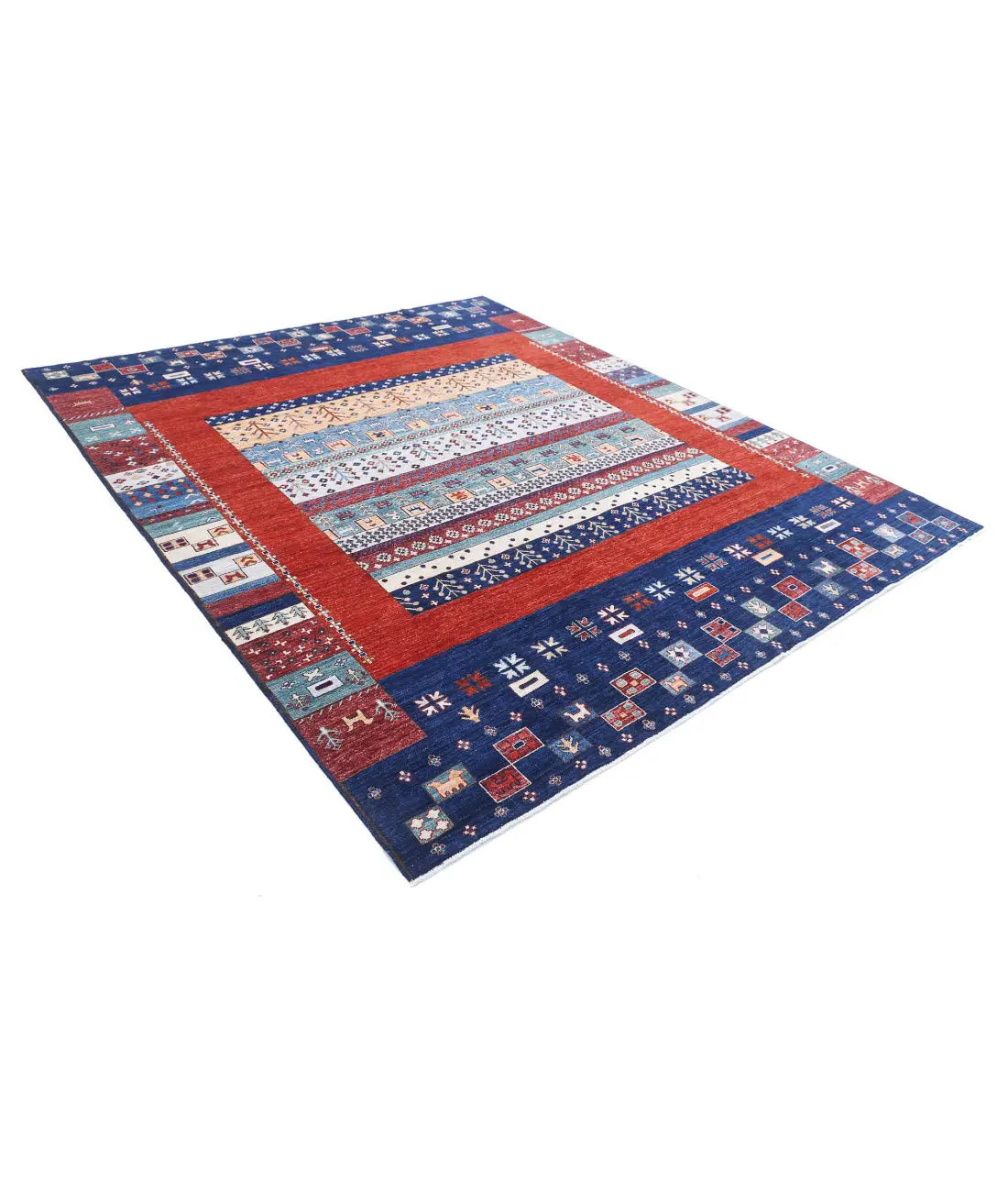 Hand Knotted Gabbeh Wool Rug - 8'2'' x 9'9'' - Arteverk Rugs Area rug