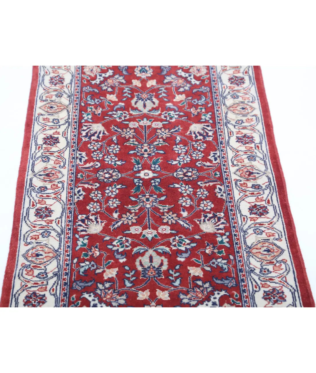 Hand Knotted Heritage Oriental  Kashan Wool & Silk Rug - 1'11'' x 3'10''