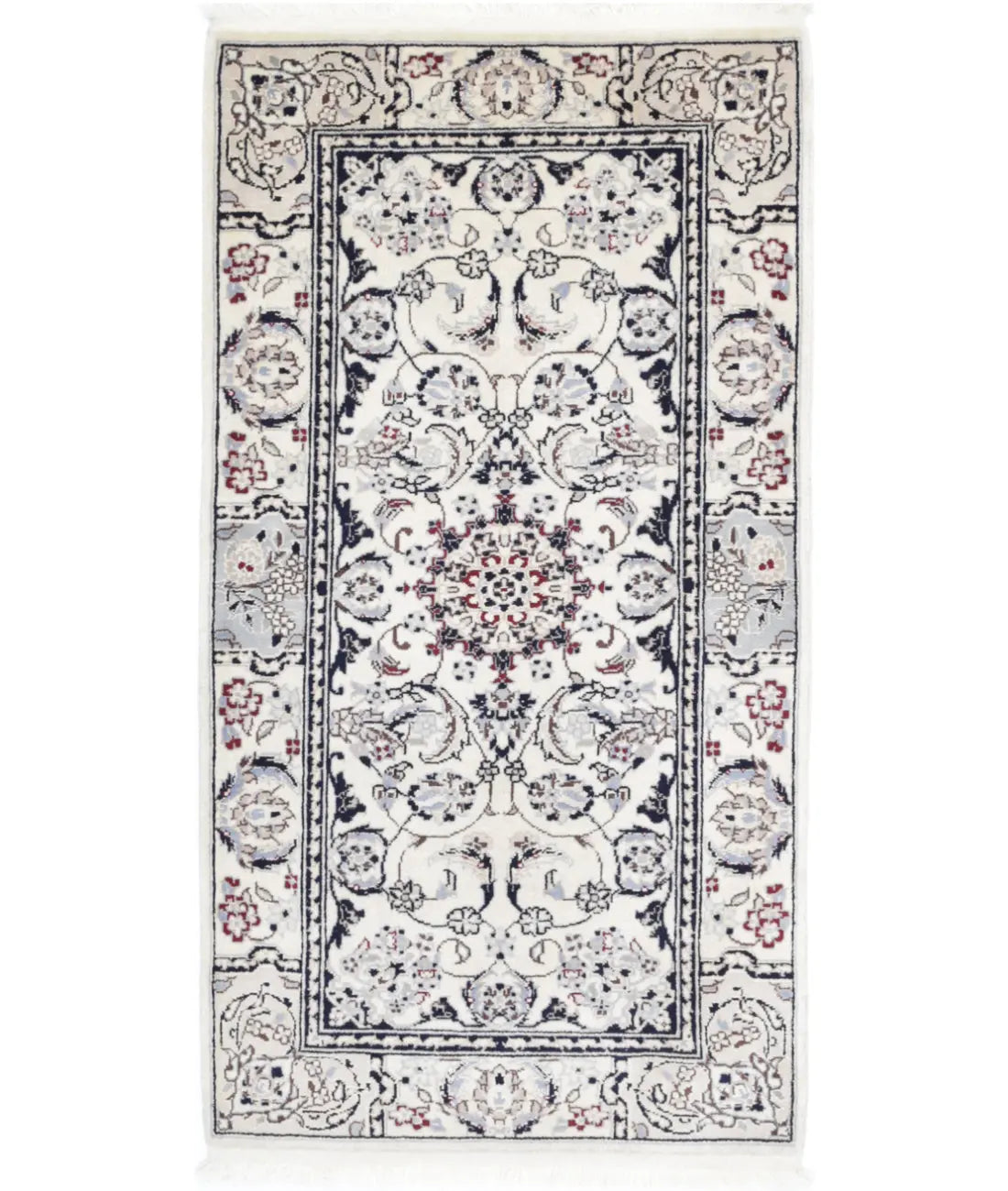 Hand Knotted Heritage Oriental  Nain Wool & Silk Rug - 2'0'' x 3'10''