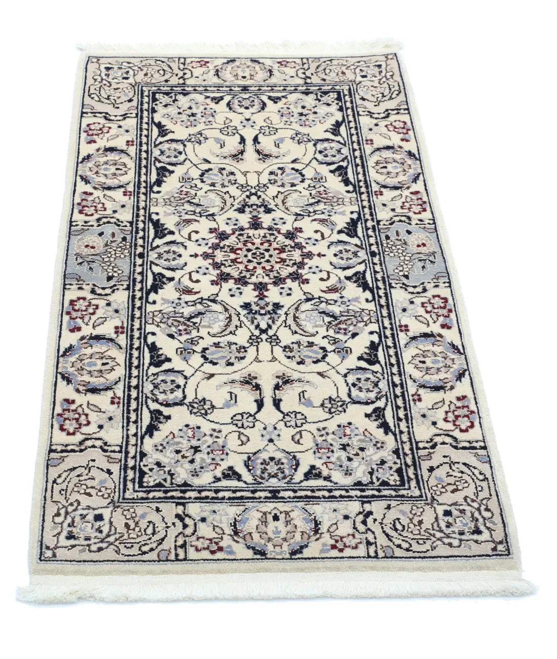 Hand Knotted Heritage Oriental  Nain Wool & Silk Rug - 2'0'' x 3'10''