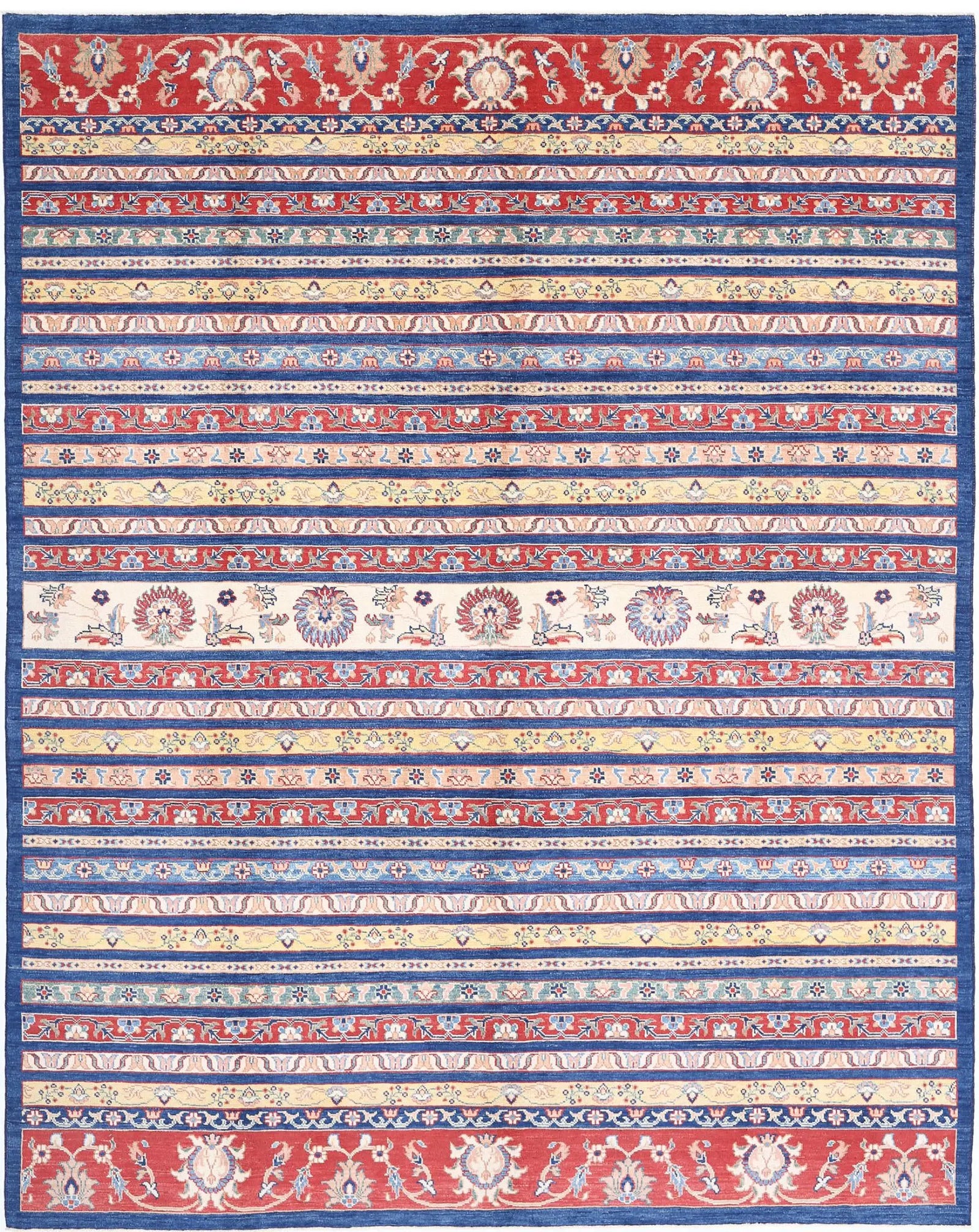 Hand Knotted Khurjeen Farhan Gul Wool Rug - 9'0'' x 11'7''