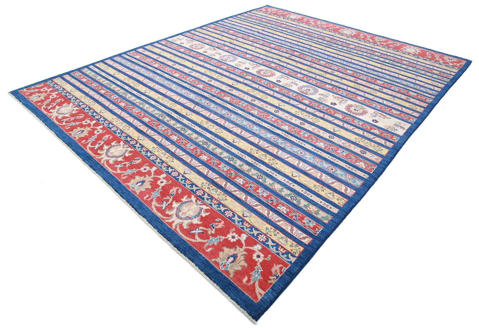 Tapis en laine Khurjeen Farhan Gul noué à la main - 9'0'' x 11'7''