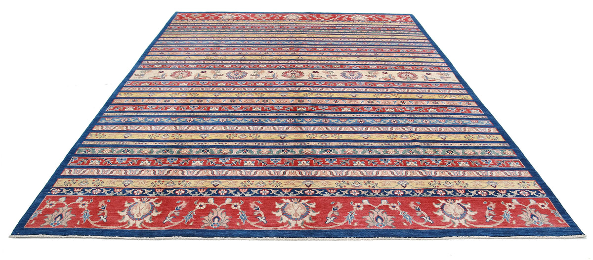 Tapis en laine Khurjeen Farhan Gul noué à la main - 9'0'' x 11'7''