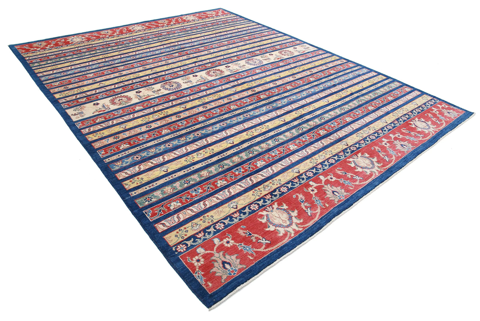 Tapis en laine Khurjeen Farhan Gul noué à la main - 9'0'' x 11'7''