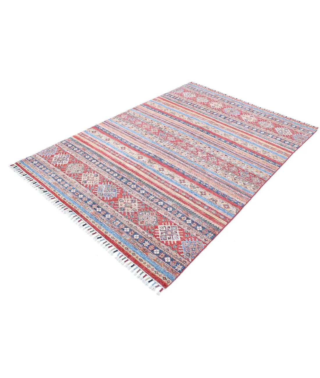 Alfombra de lana Khurjeen anudada a mano - 4'11'' x 7'2''