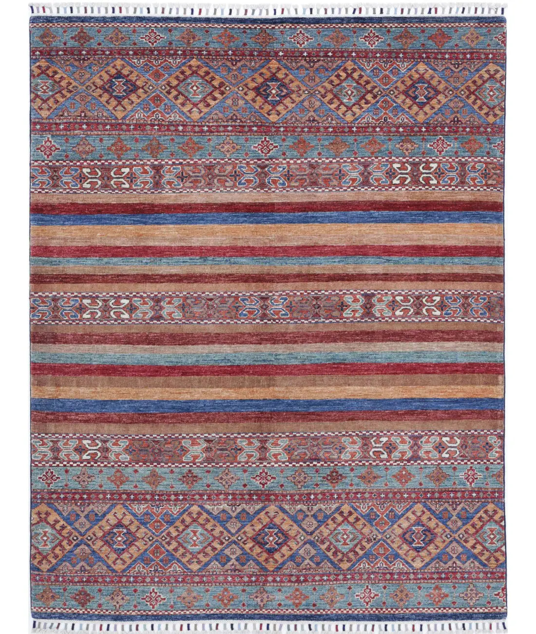 Hand Knotted Khurjeen Wool Rug - 5'0'' x 6'6''
