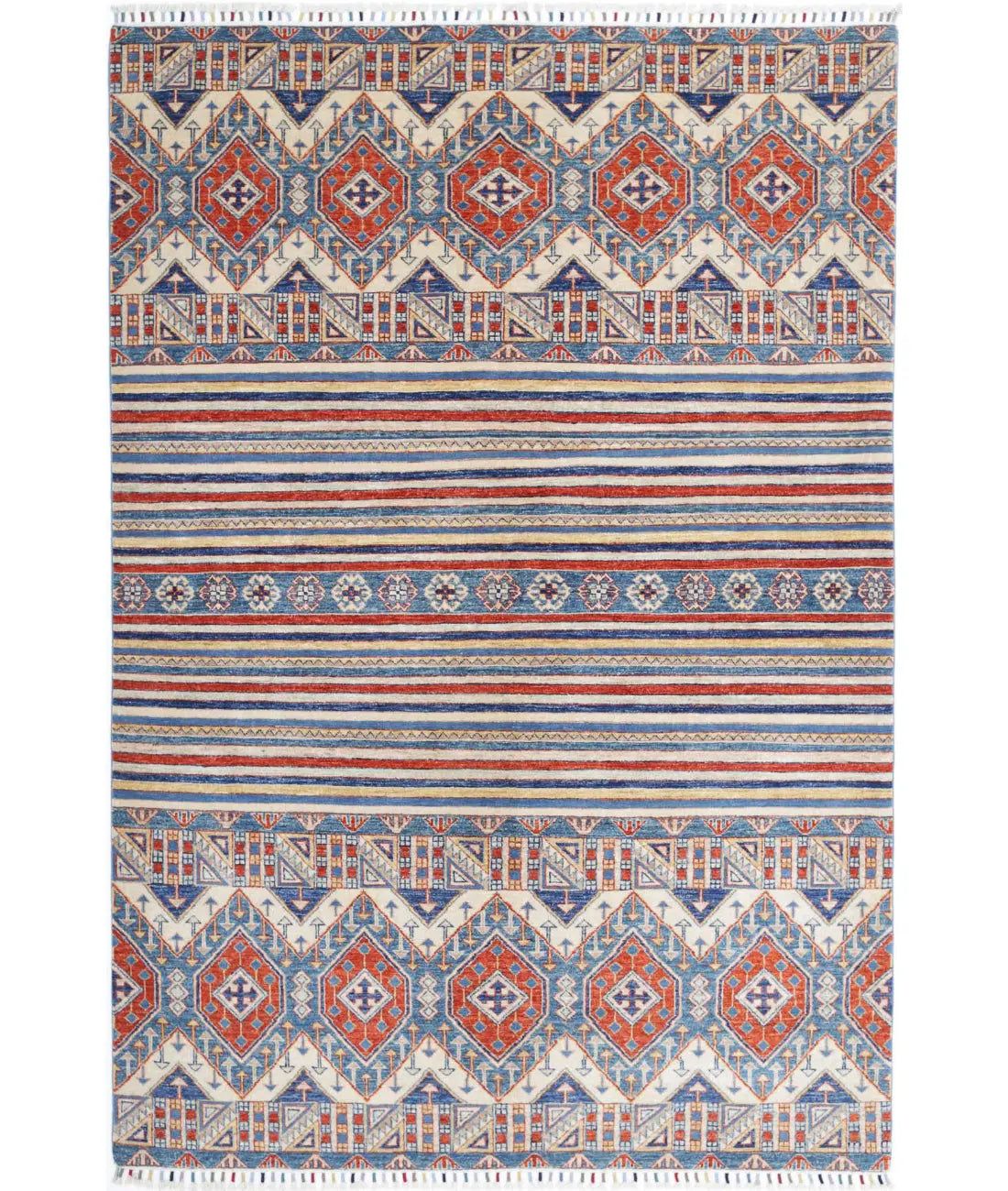 Hand Knotted Khurjeen Wool Rug - 5'5'' x 7'11''