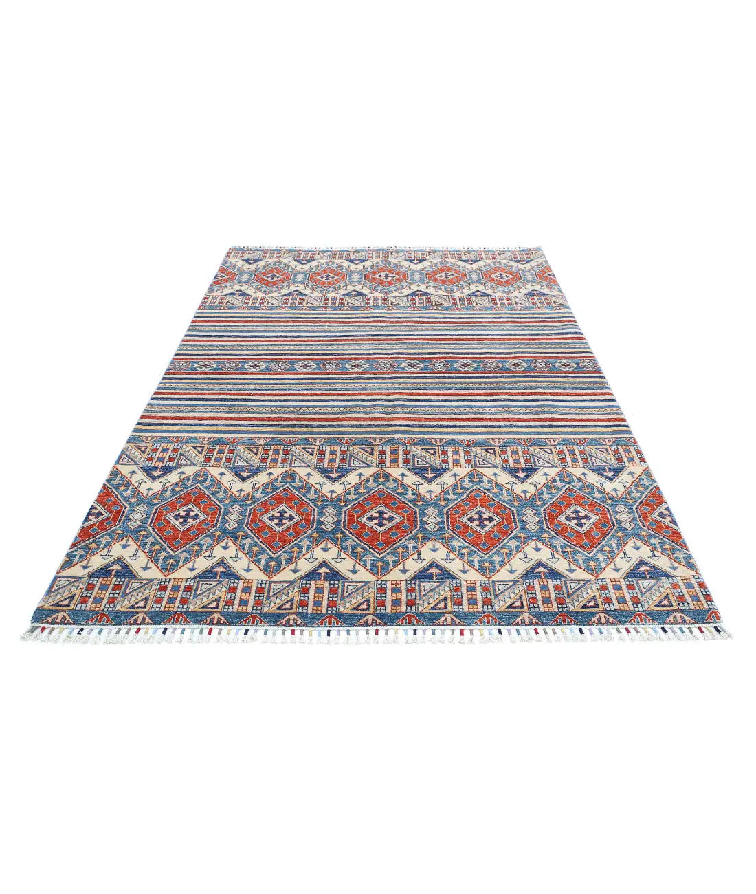 Hand Knotted Khurjeen Wool Rug - 5'5'' x 7'11''