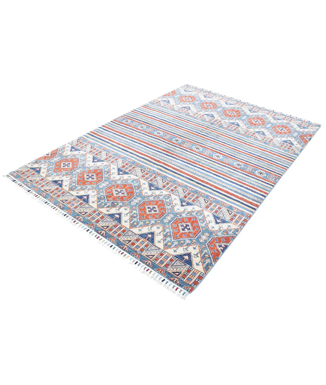 Hand Knotted Khurjeen Wool Rug - 5'5'' x 7'11''