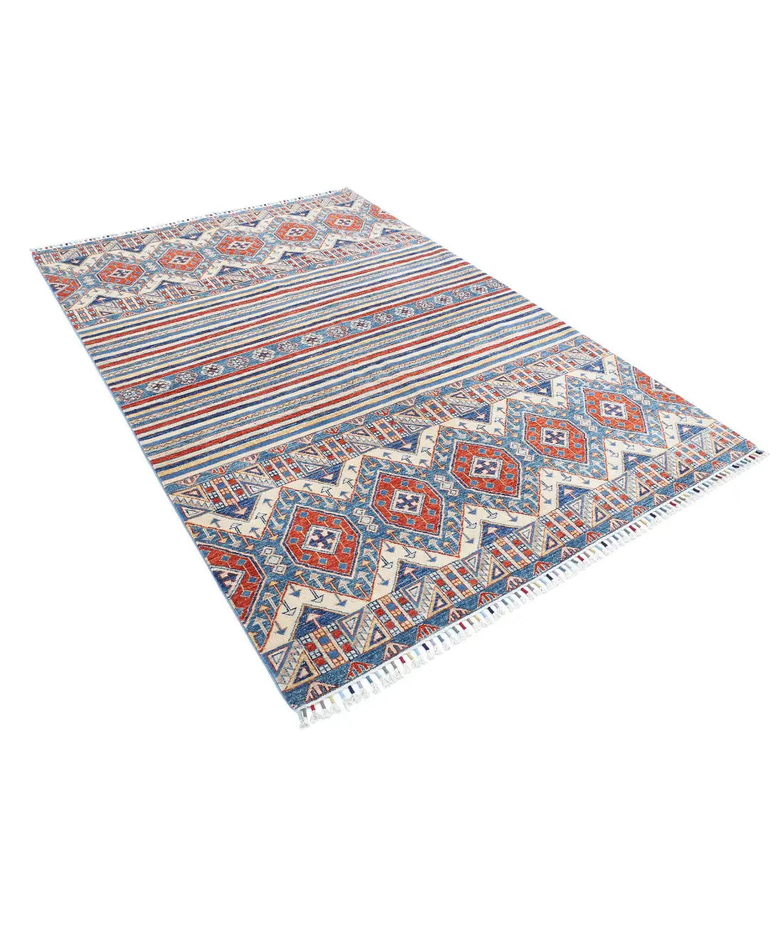 Hand Knotted Khurjeen Wool Rug - 5'5'' x 7'11''