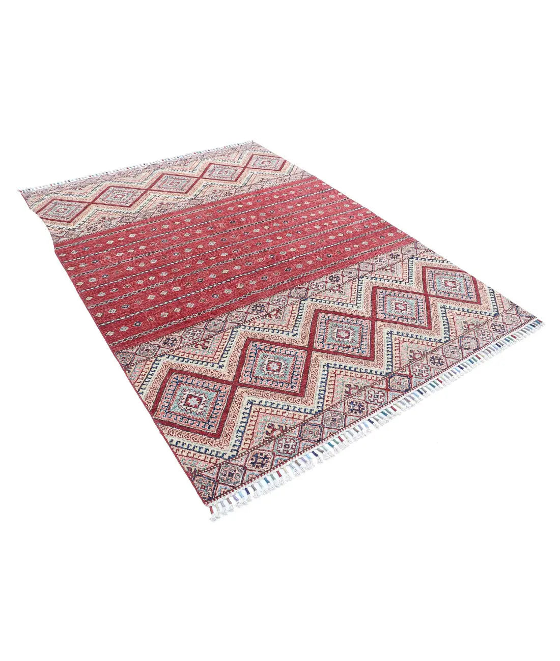 Hand Knotted Khurjeen Wool Rug - 5'6'' x 7'6''