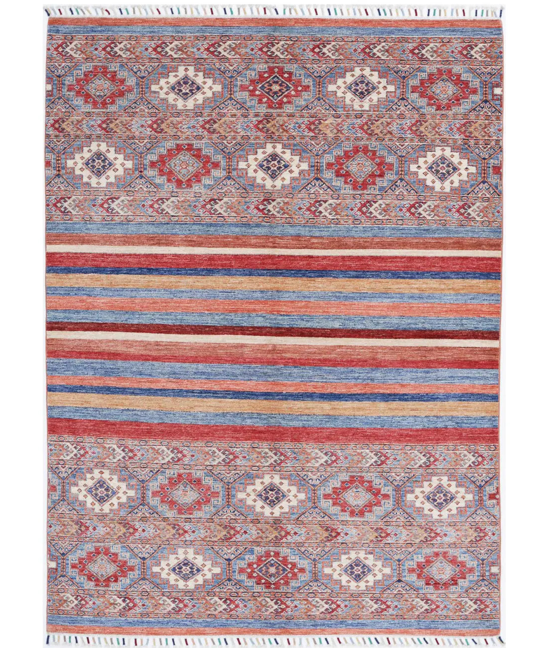 Hand Knotted Khurjeen Wool Rug - 5'6'' x 7'7''