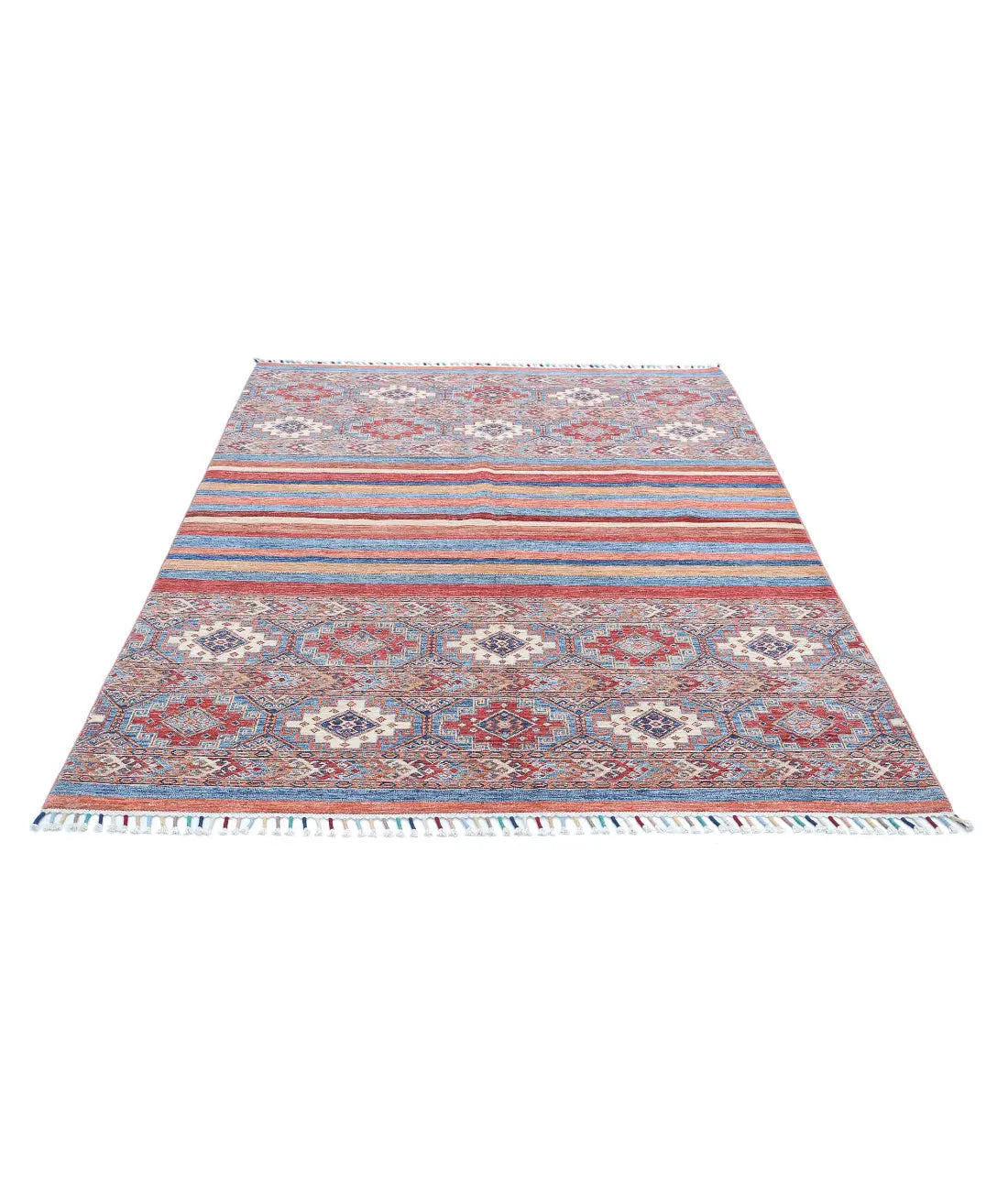 Hand Knotted Khurjeen Wool Rug - 5'6'' x 7'7''