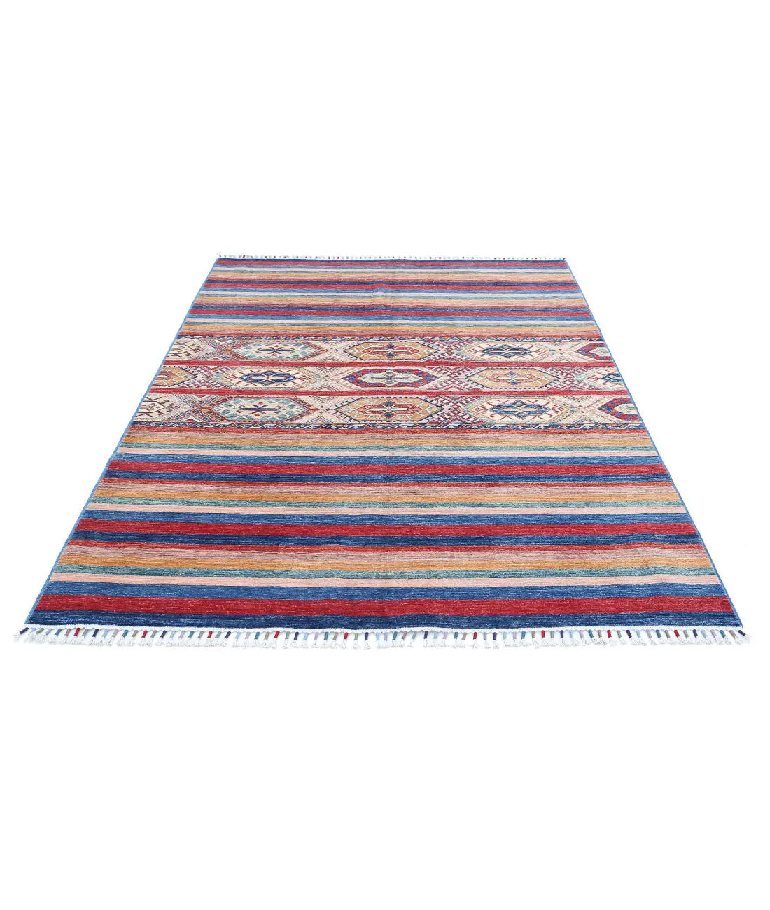 Hand Knotted Khurjeen Wool Rug - 5'7'' x 7'10''