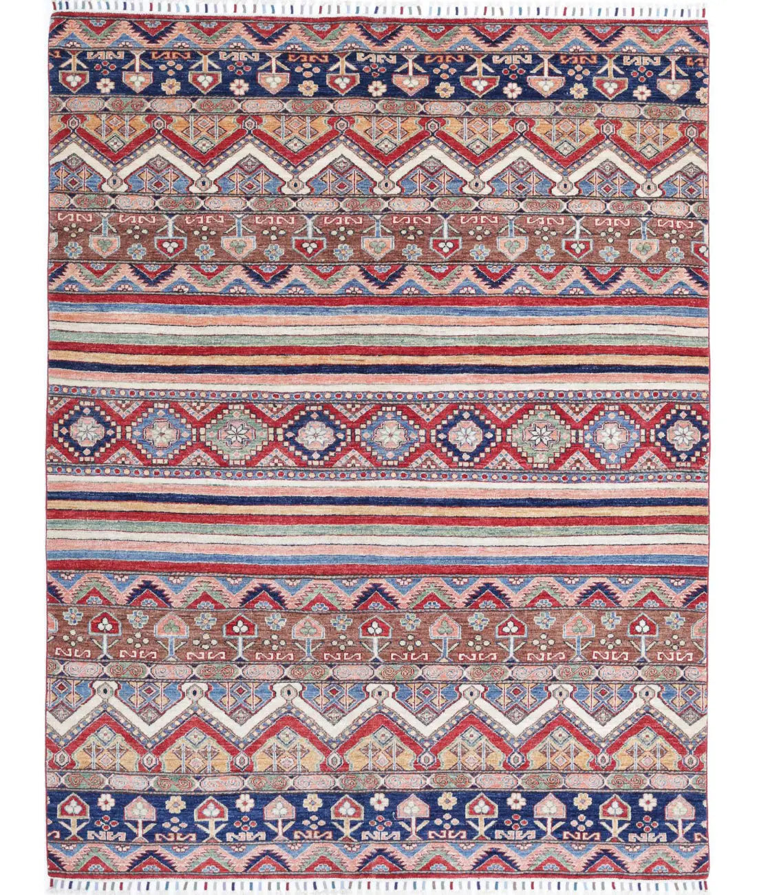 Hand Knotted Khurjeen Wool Rug - 5'7'' x 7'4''