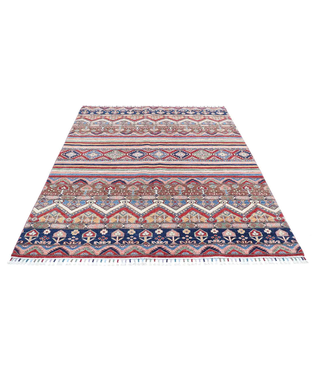 Hand Knotted Khurjeen Wool Rug - 5'7'' x 7'4''