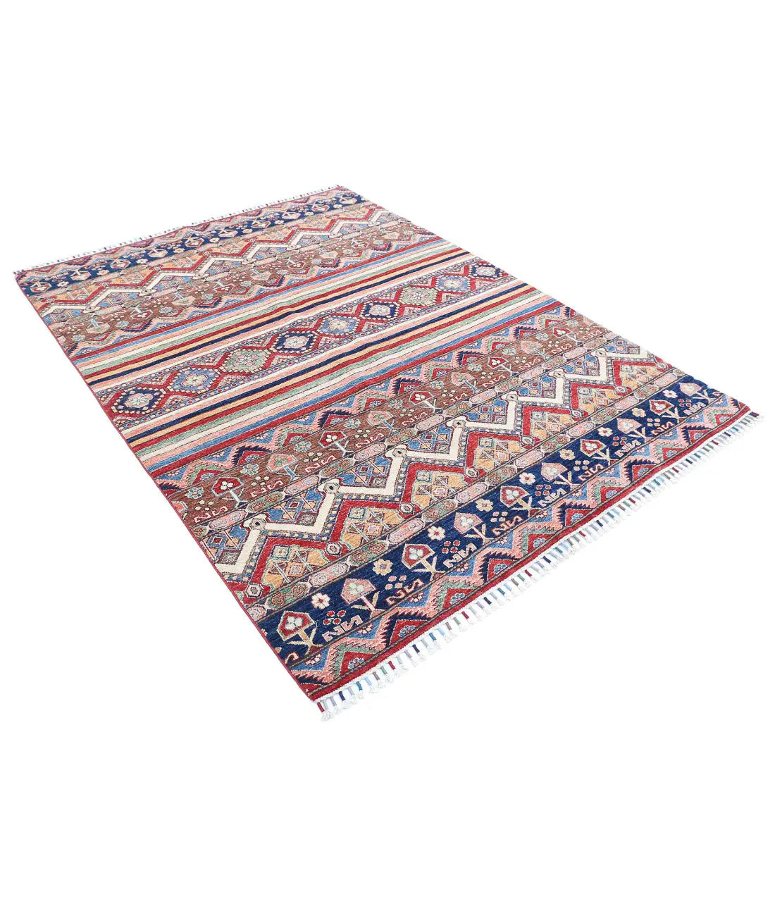 Hand Knotted Khurjeen Wool Rug - 5'7'' x 7'4''