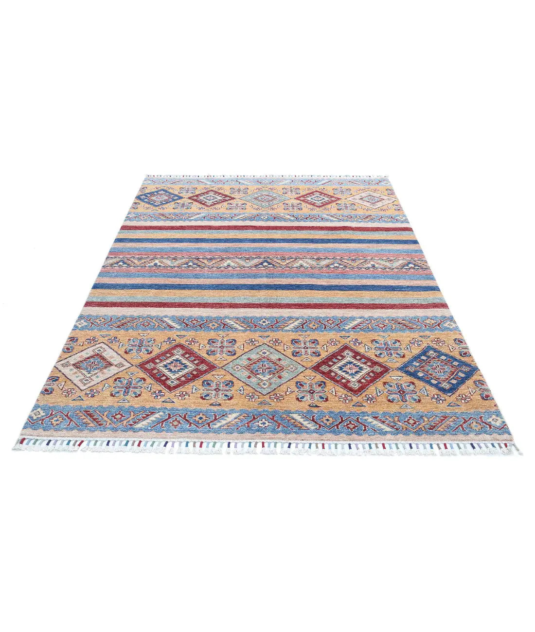 Hand Knotted Khurjeen Wool Rug - 5'8'' x 7'7''