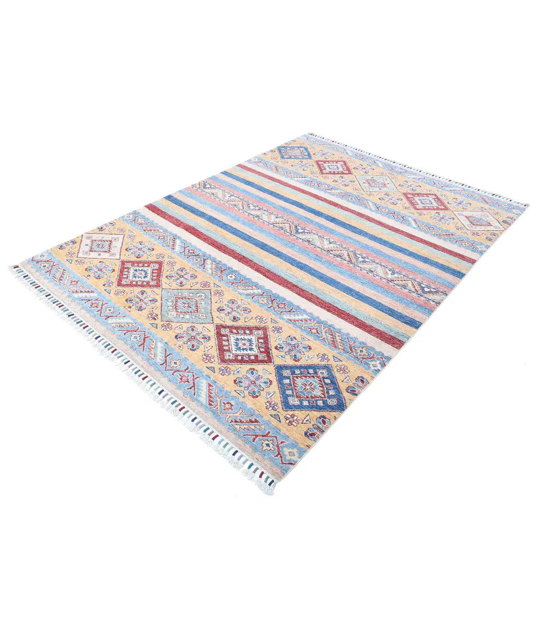 Hand Knotted Khurjeen Wool Rug - 5'8'' x 7'7''