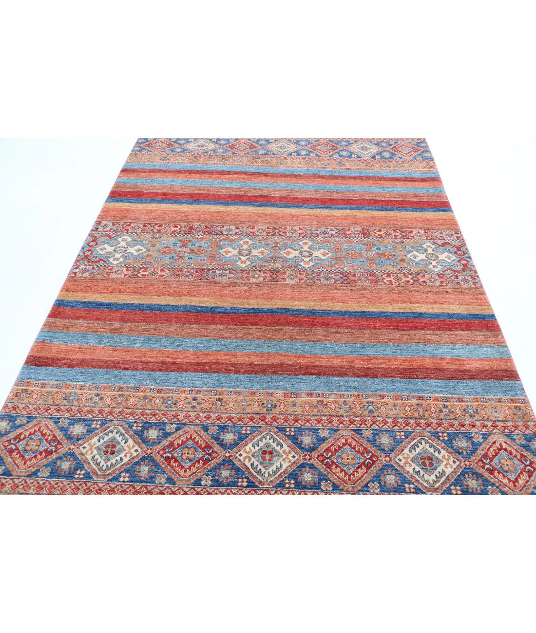 Hand Knotted Khurjeen Wool Rug - 5'9'' x 8'5''