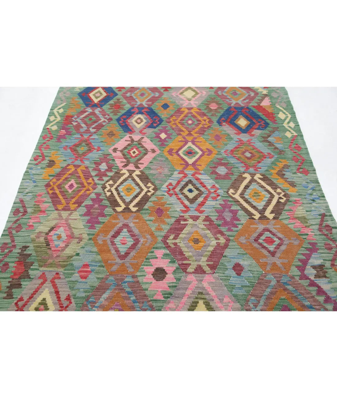 Tapis Kilim en laine Maimana Kilim noué à la main - 4'11'' x 6'4''