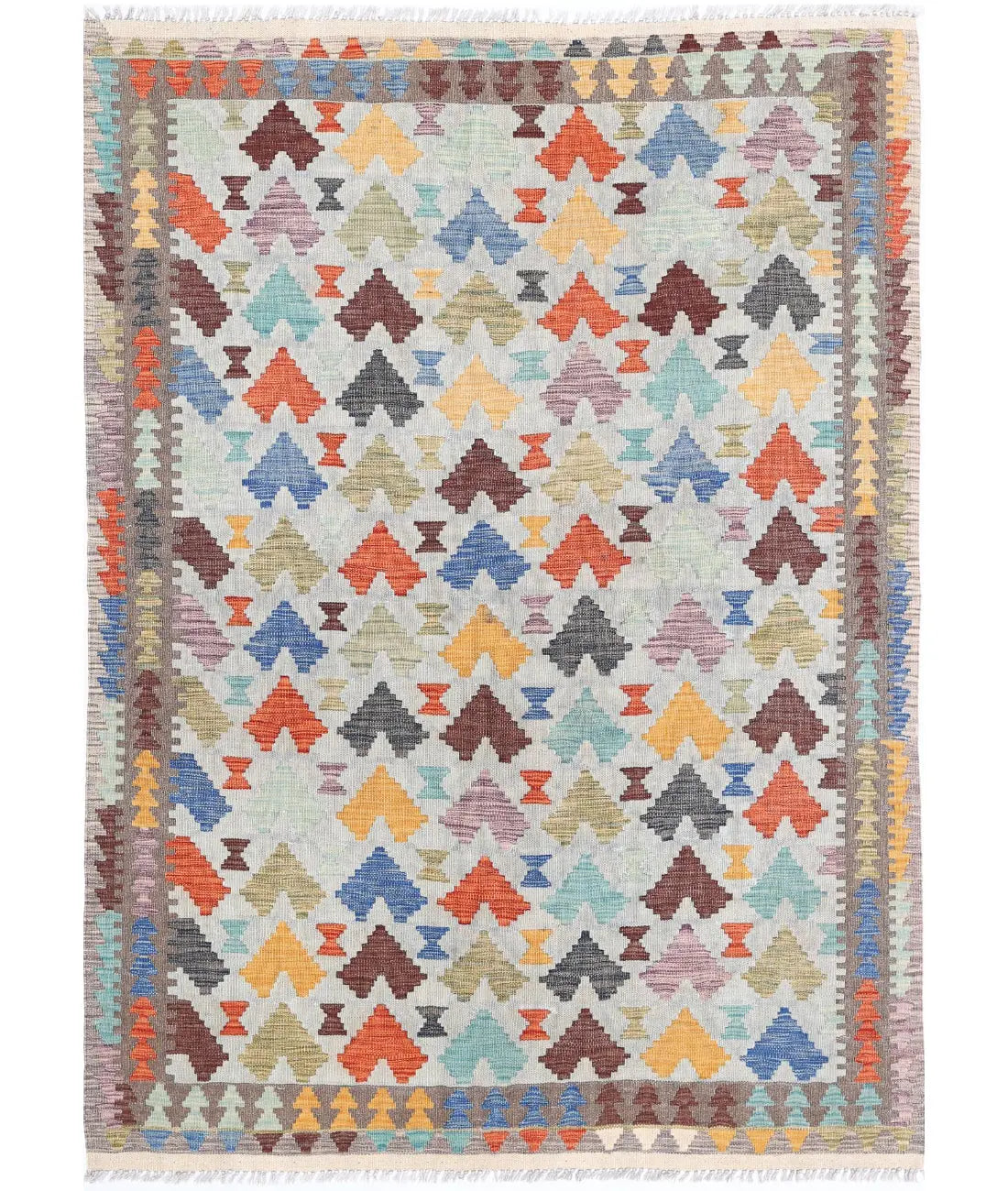 Hand Woven Maimana Kilim Wool Kilim Rug - 4'8'' x 6'7''