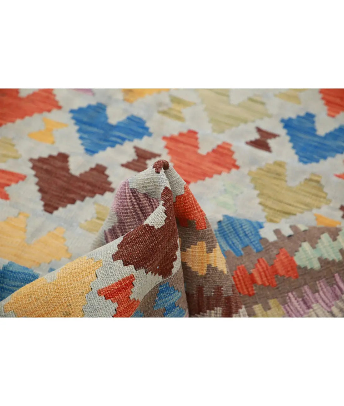 Hand Woven Maimana Kilim Wool Kilim Rug - 4'8'' x 6'7''