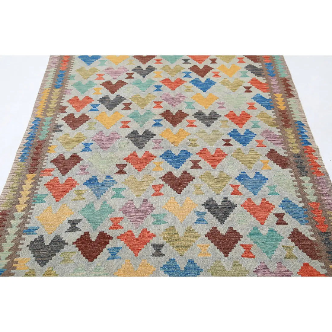 Hand Woven Maimana Kilim Wool Kilim Rug - 4'8'' x 6'7''