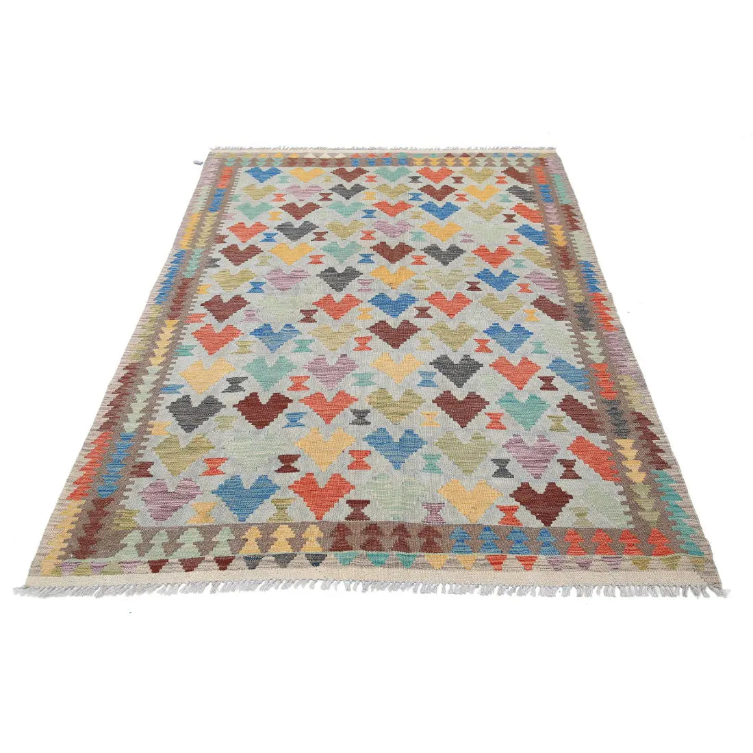 Hand Woven Maimana Kilim Wool Kilim Rug - 4'8'' x 6'7''