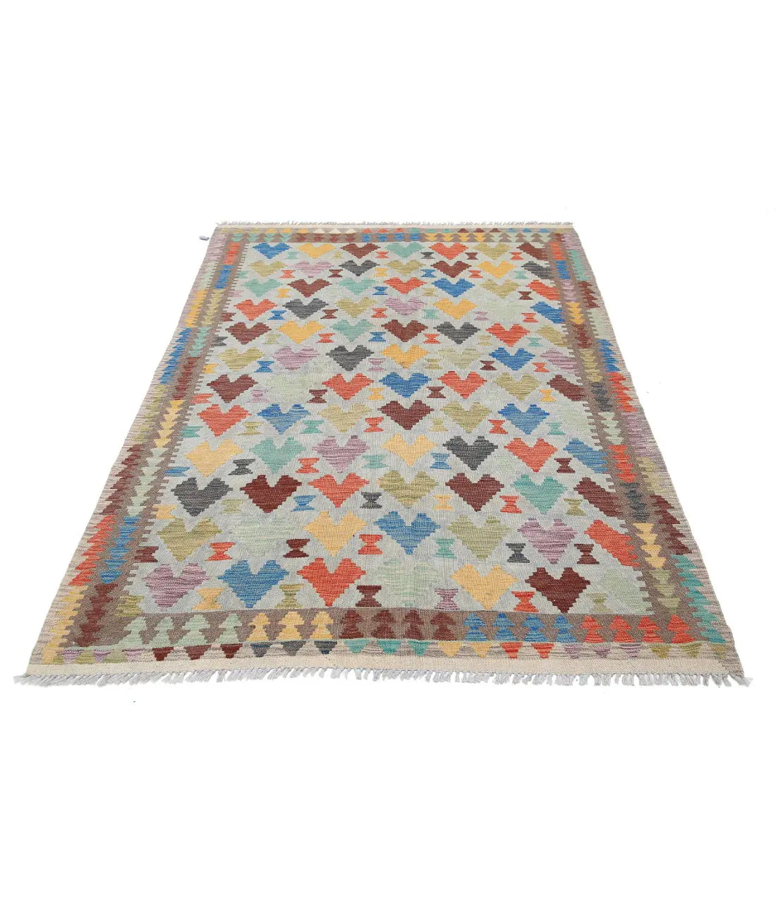 Hand Woven Maimana Kilim Wool Kilim Rug - 4'8'' x 6'7''