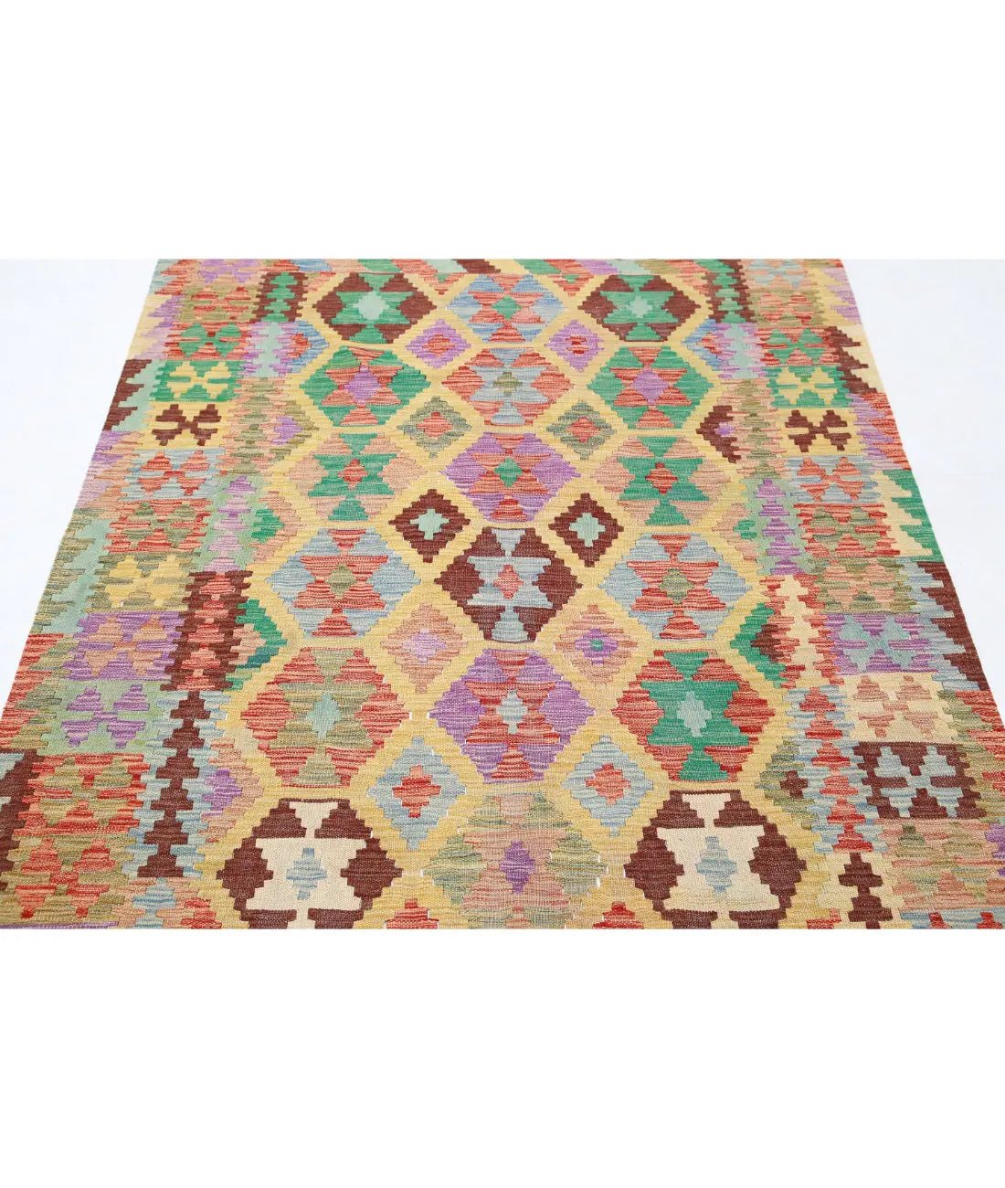 Hand Woven Maimana Kilim Wool Kilim Rug - 4'9'' x 6'5''